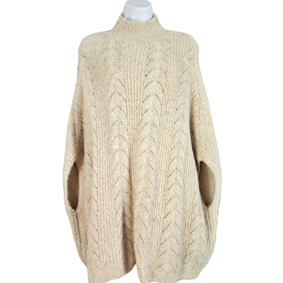 Anthropologie Sweaters - Anthropologie Akemi + Kin ecru white Rosie Pointell poncho sweater Womens Large